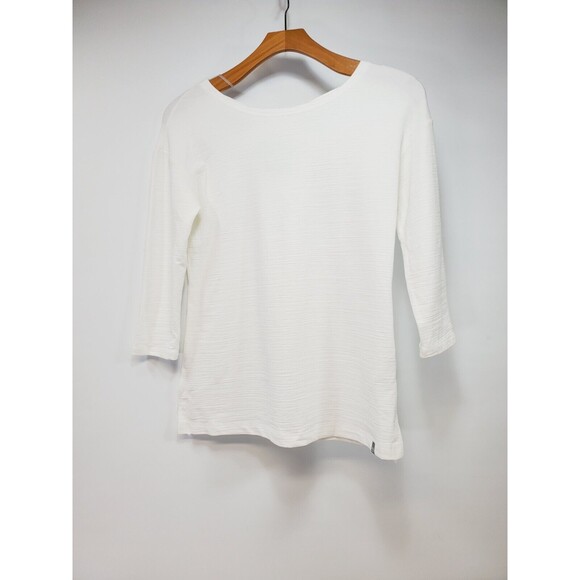 T by Talbots White 3/4 Length Sleeves Cross Back Tunic w/ Sun Protection - Picture 4 of 10